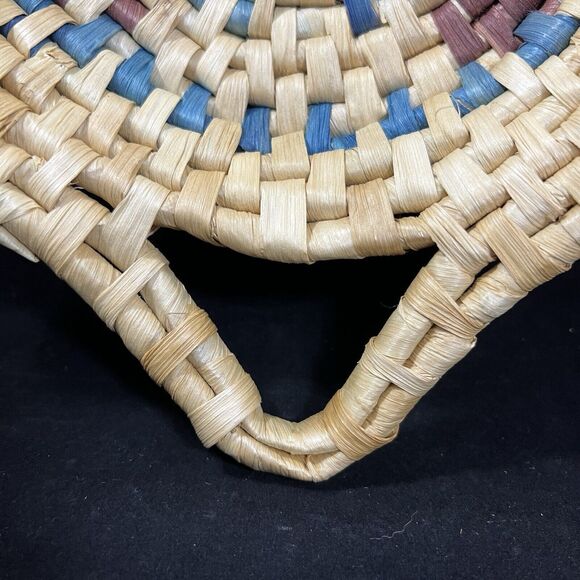 Vintage Woven Coil Fruit Basket Wall Basket With Handles - Picture 3 of 8